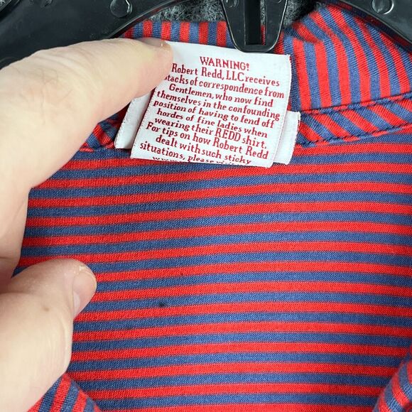 Redd Polo Shirt Mens‎ L Red Striped Peruvian Cotton Pocket Short Sleeve Collar - Picture 5 of 8